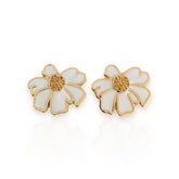Brinco Flor Branco - Banhado a Ouro