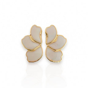 Brinco Meia Flor Branco - Banhado a Ouro